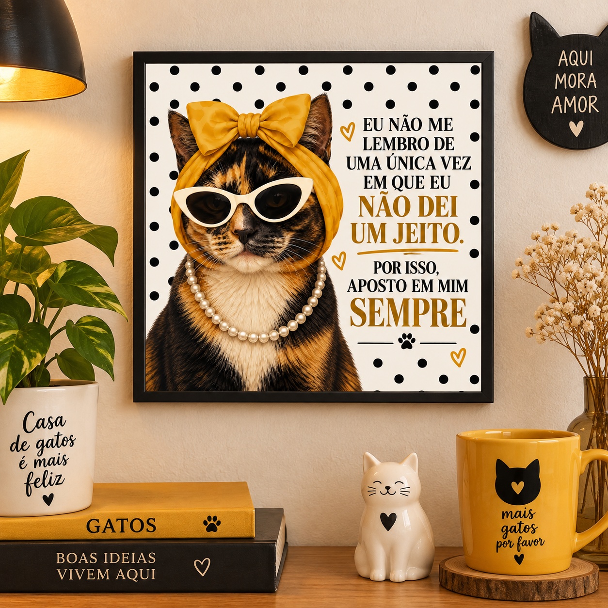 Quadro Gatinha Aposto Em Mim - 33x33 Cm