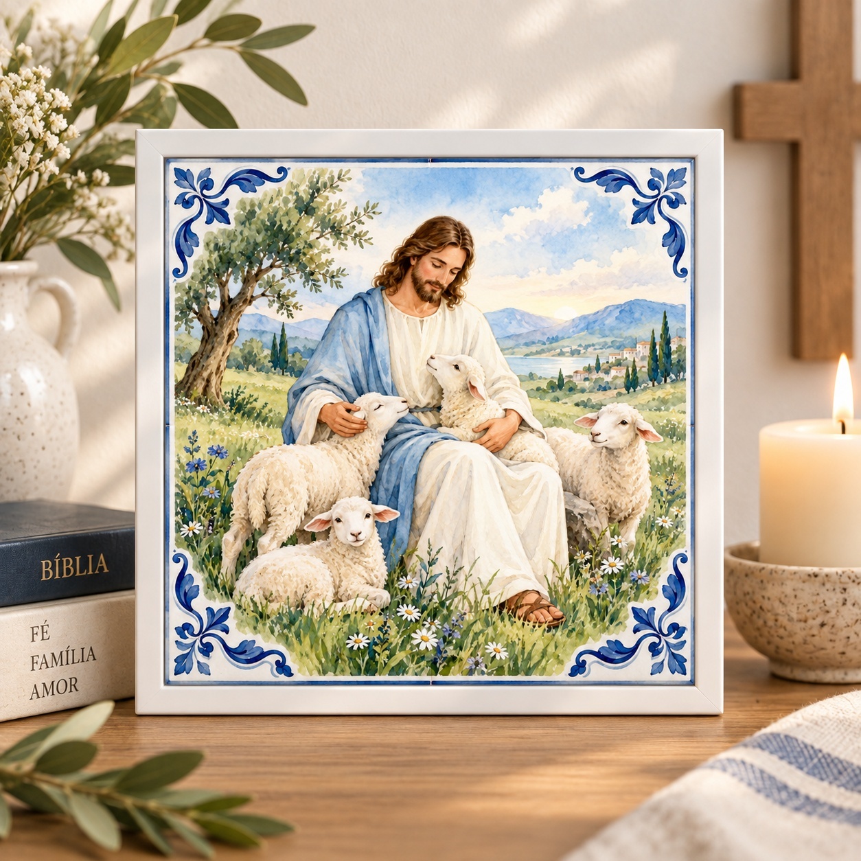 Quadro Jesus Bom Pastor - 33x33 Cm