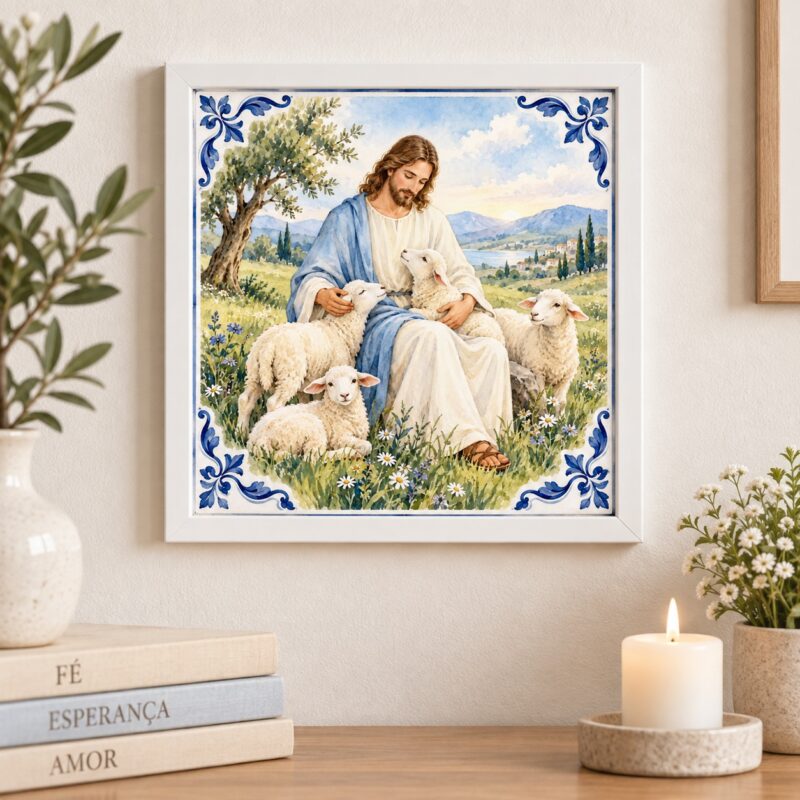 Quadro Jesus Bom Pastor - 33x33 Cm