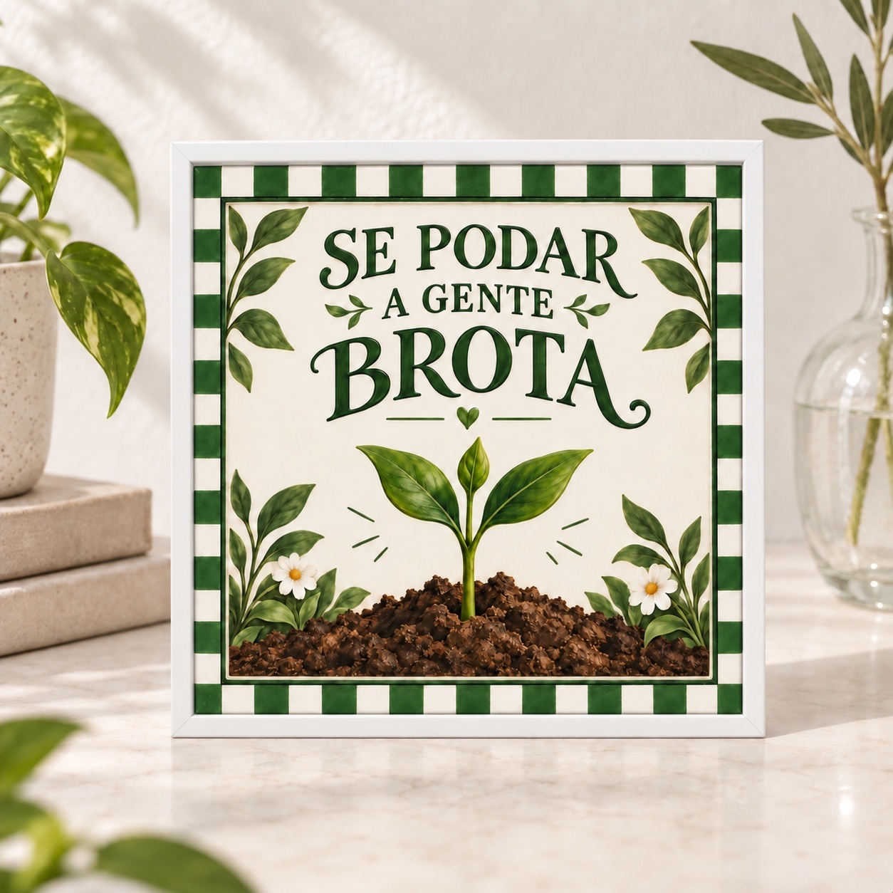 Quadro Se Podar a Gente Brota - 33x33 Cm