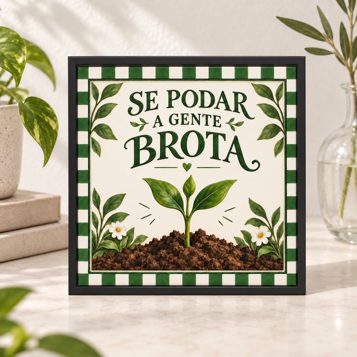 Quadro Se Podar a Gente Brota - 33x33 Cm