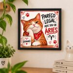 Quadro Signo Áries Gatinho - 33x33 Cm