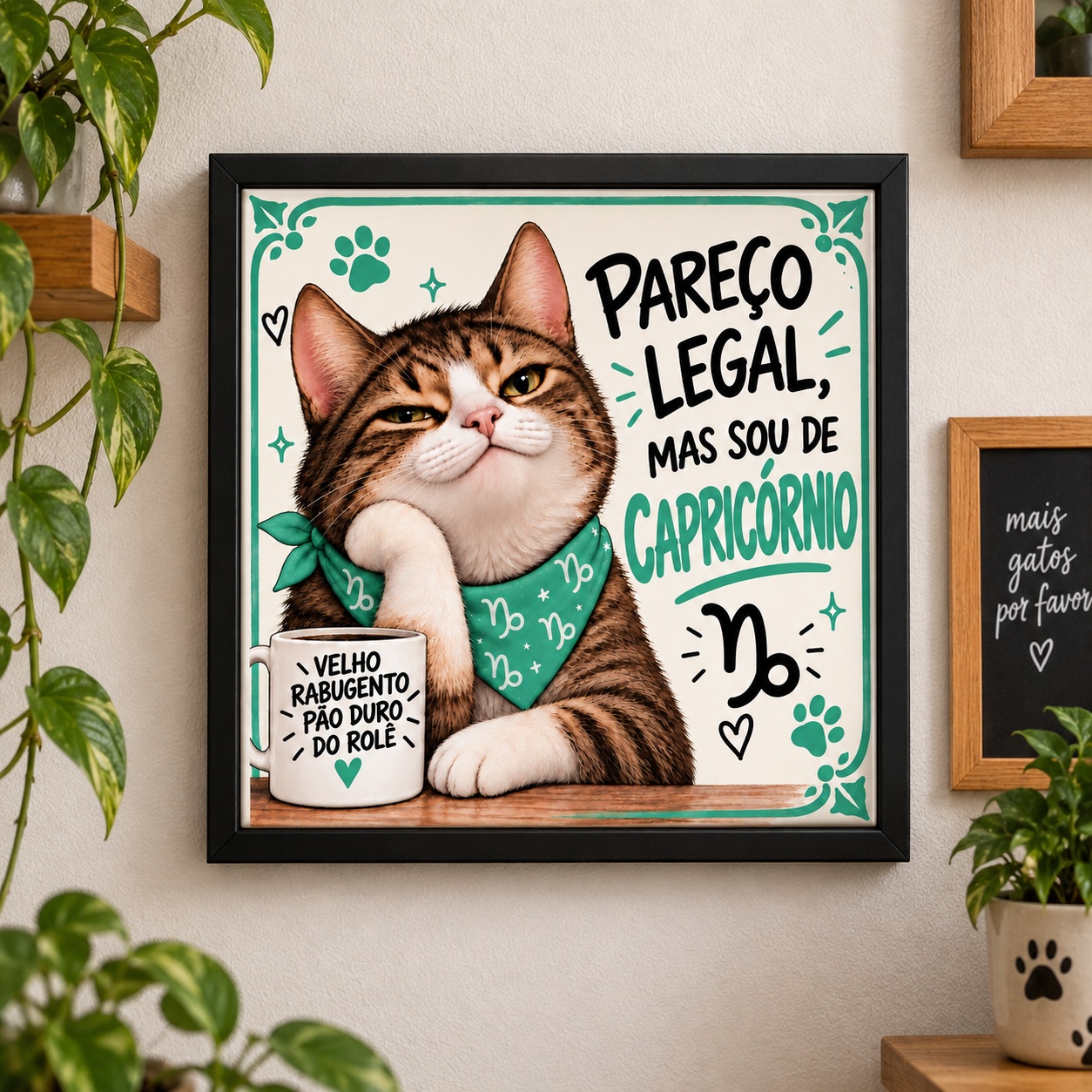 Quadro Signo Capricórnio Gatinho - 33x33 Cm