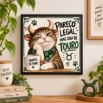 Quadro Signo Touro Gatinho - 33x33 Cm
