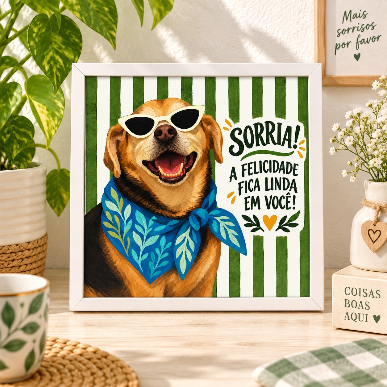 Quadro Sorria A Felicidade Fica Linda em Você – 33x33 cm
