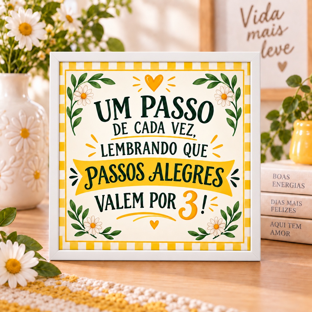 Quadro Um Passo de Cada Vez- 33x33 Cm