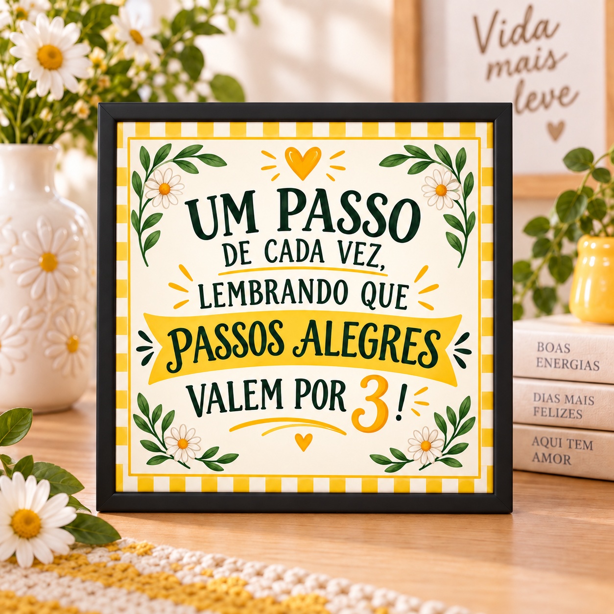 Quadro Um Passo de Cada Vez- 33x33 Cm