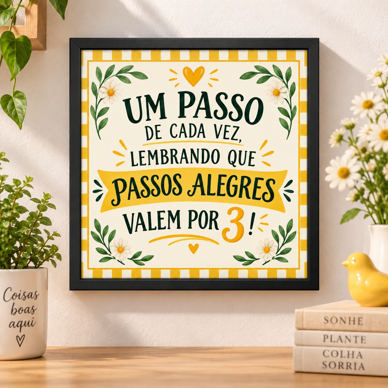Quadro Um Passo de Cada Vez- 33x33 Cm