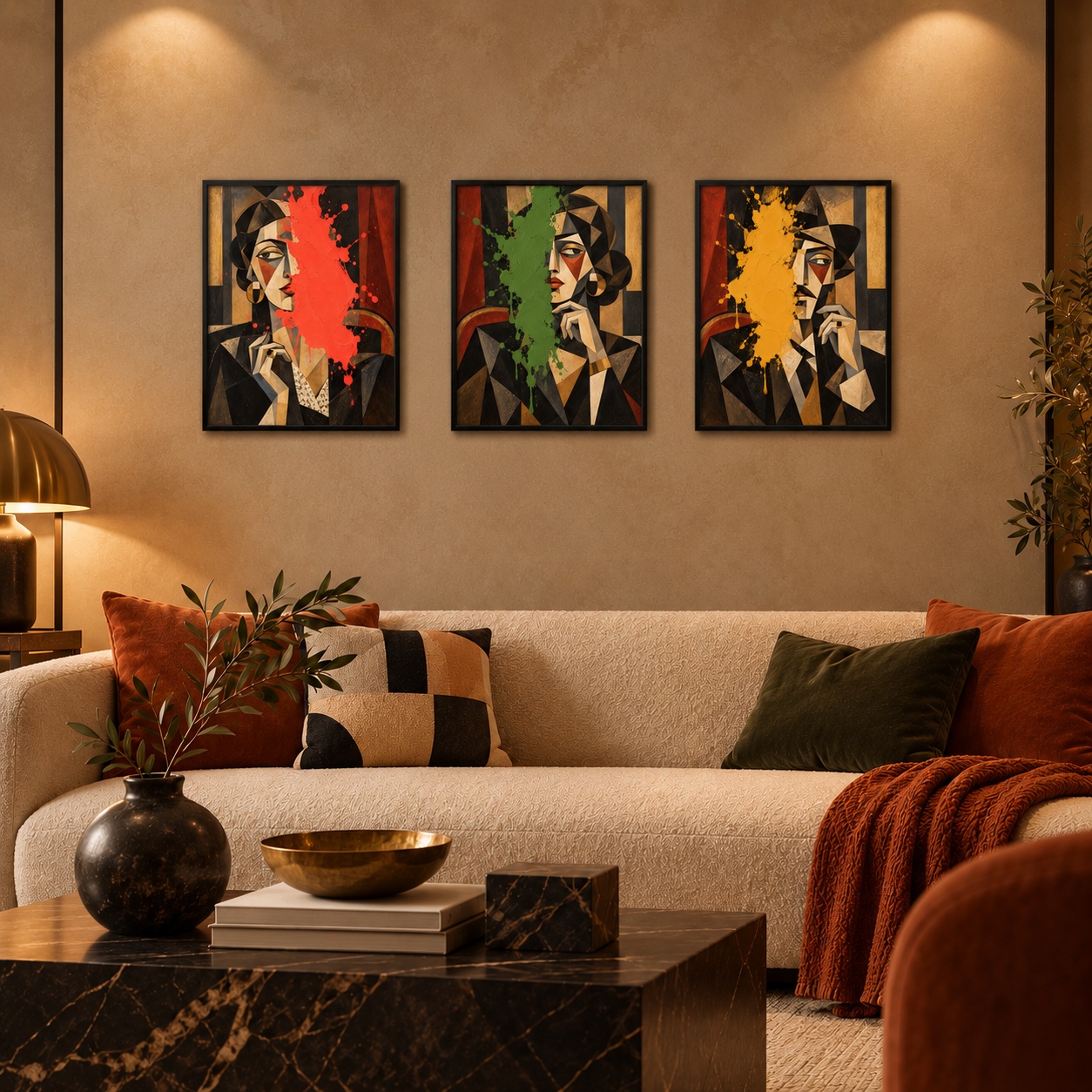 Kit 3 Quadros Arte Moderna Estilo Picasso