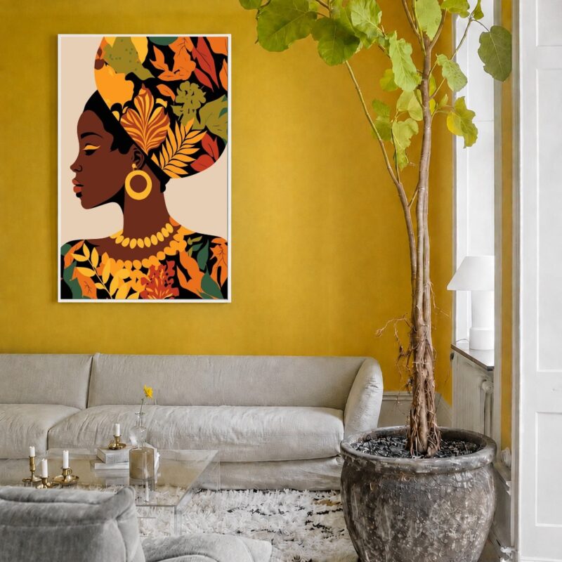 Quadro Canvas Mulher Africana Estampa Colorida