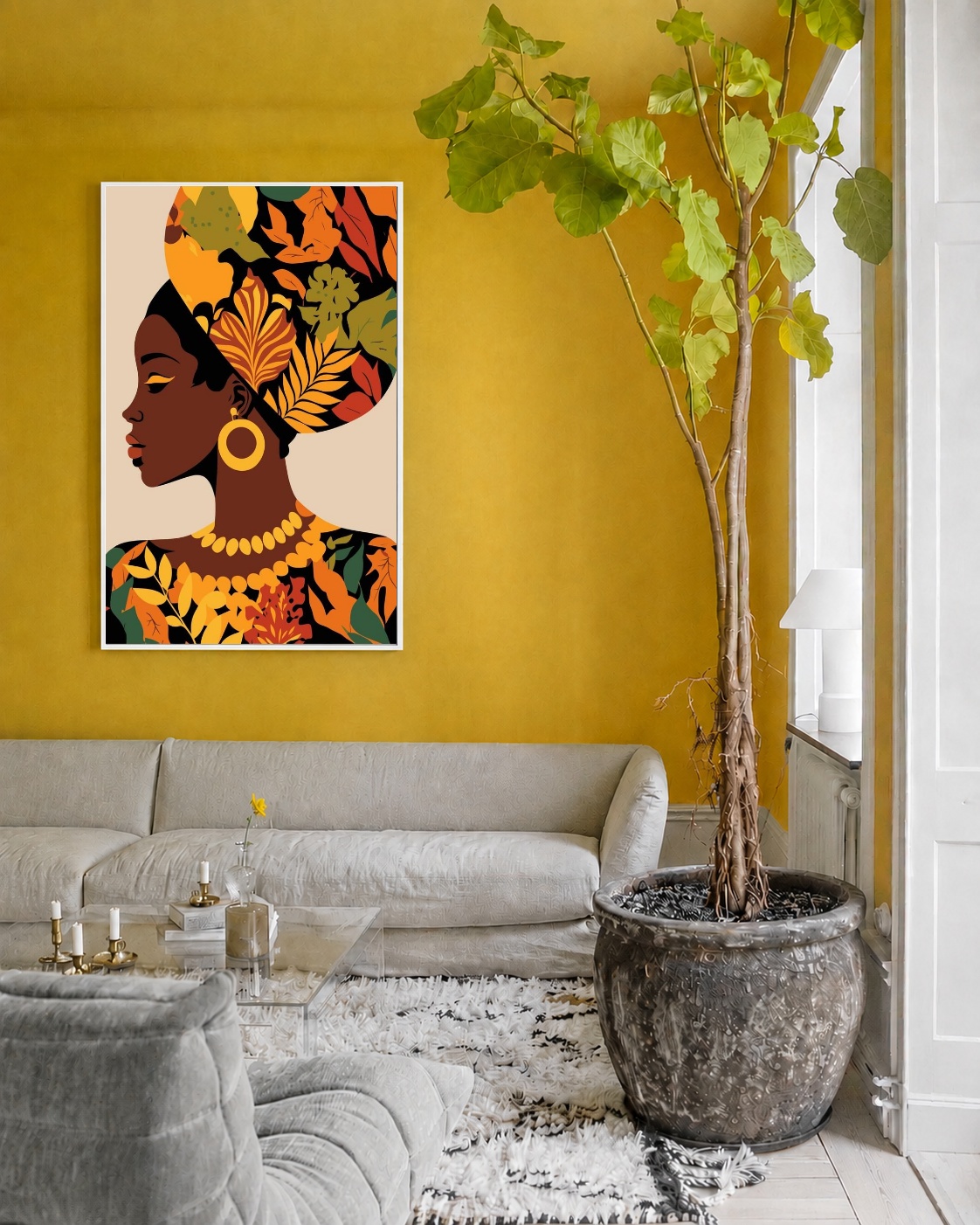 Quadro Canvas Mulher Africana Estampa Colorida