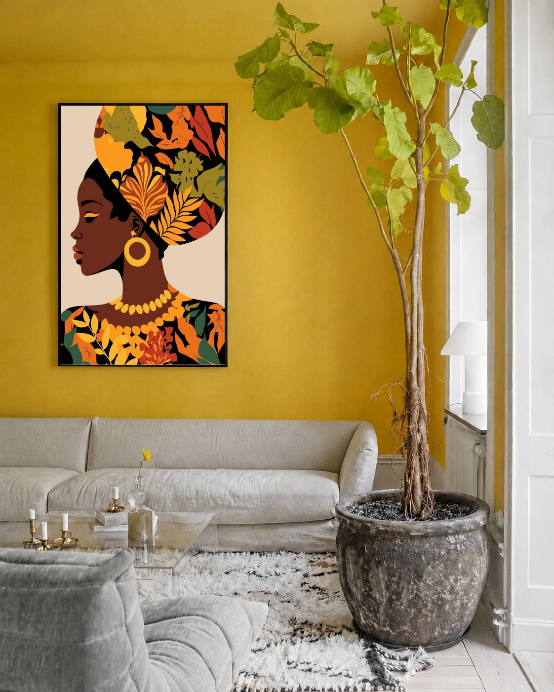 Quadro Canvas Mulher Africana Estampa Colorida