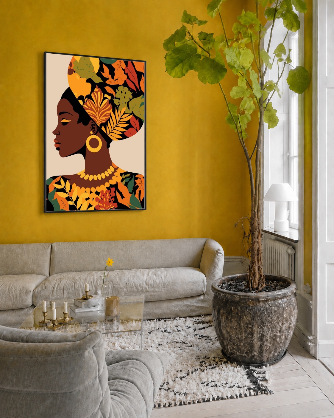 Quadro Canvas Mulher Africana Estampa Colorida