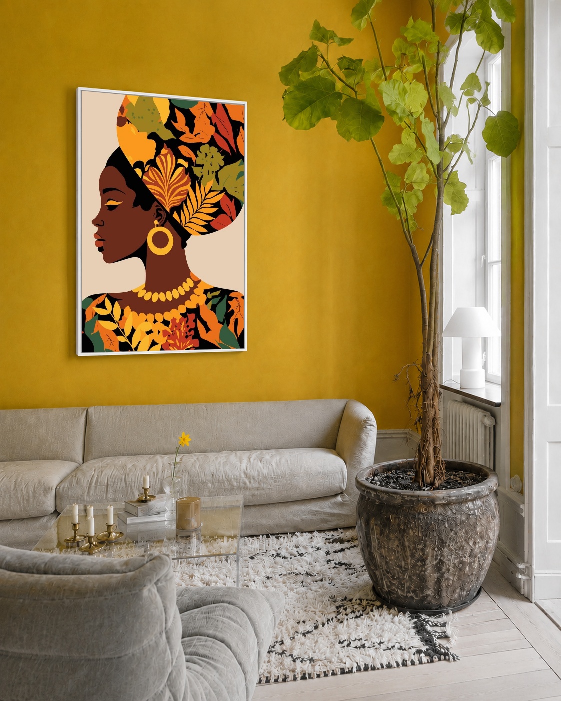 Quadro Canvas Mulher Africana Estampa Colorida