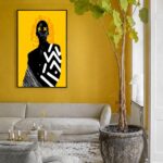 Quadro Canvas Abstrato Amarelo Mulher Fashion