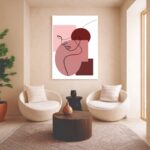 Quadro Canvas Abstrato Marrom Traços Feminino