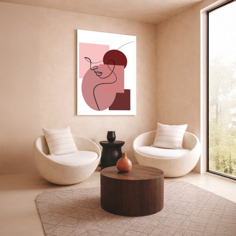Quadro Canvas Abstrato Marrom Traços Feminino