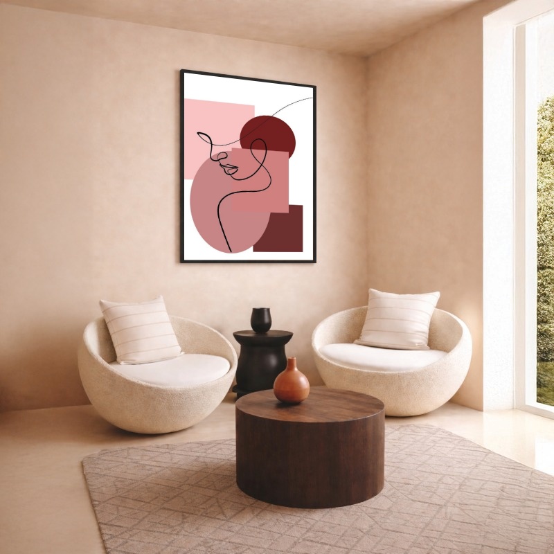 Quadro Canvas Abstrato Marrom Traços Feminino