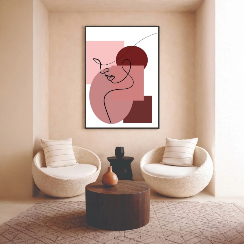 Quadro Canvas Abstrato Marrom Traços Feminino