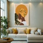 Quadro Canvas Amarelo Afro Feminino Turbante