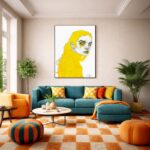 Quadro Canvas Amarelo Ilustração Punk