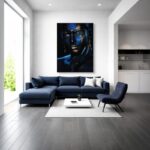 Quadro Canvas Azul com Dourado Mulher Glamour