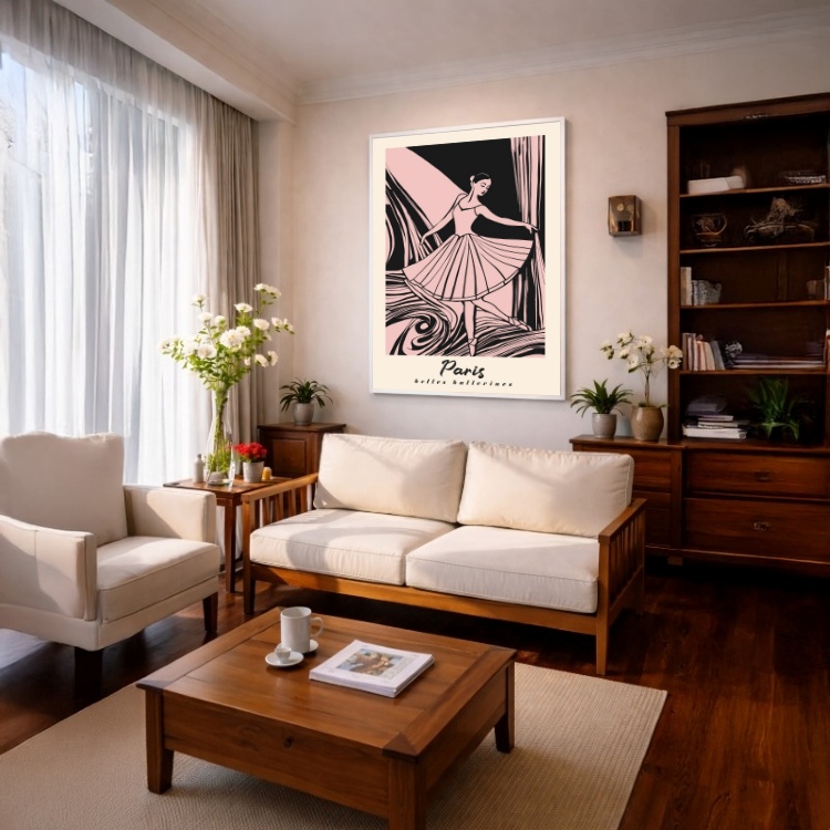 Quadro Canvas Bailarina Ilustração Paris