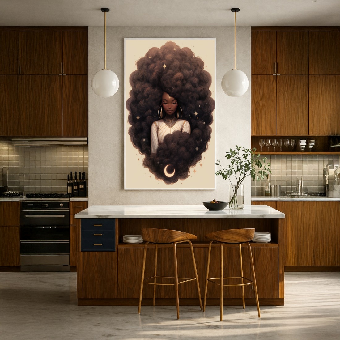 Quadro Canvas Beleza Cabelo Mulher Preta