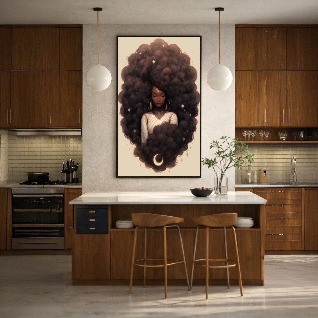 Quadro Canvas Beleza Cabelo Mulher Preta