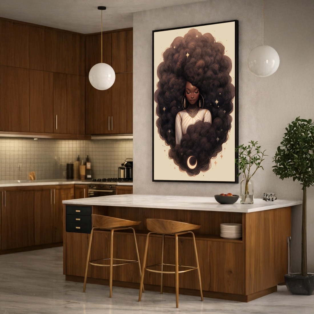 Quadro Canvas Beleza Cabelo Mulher Preta