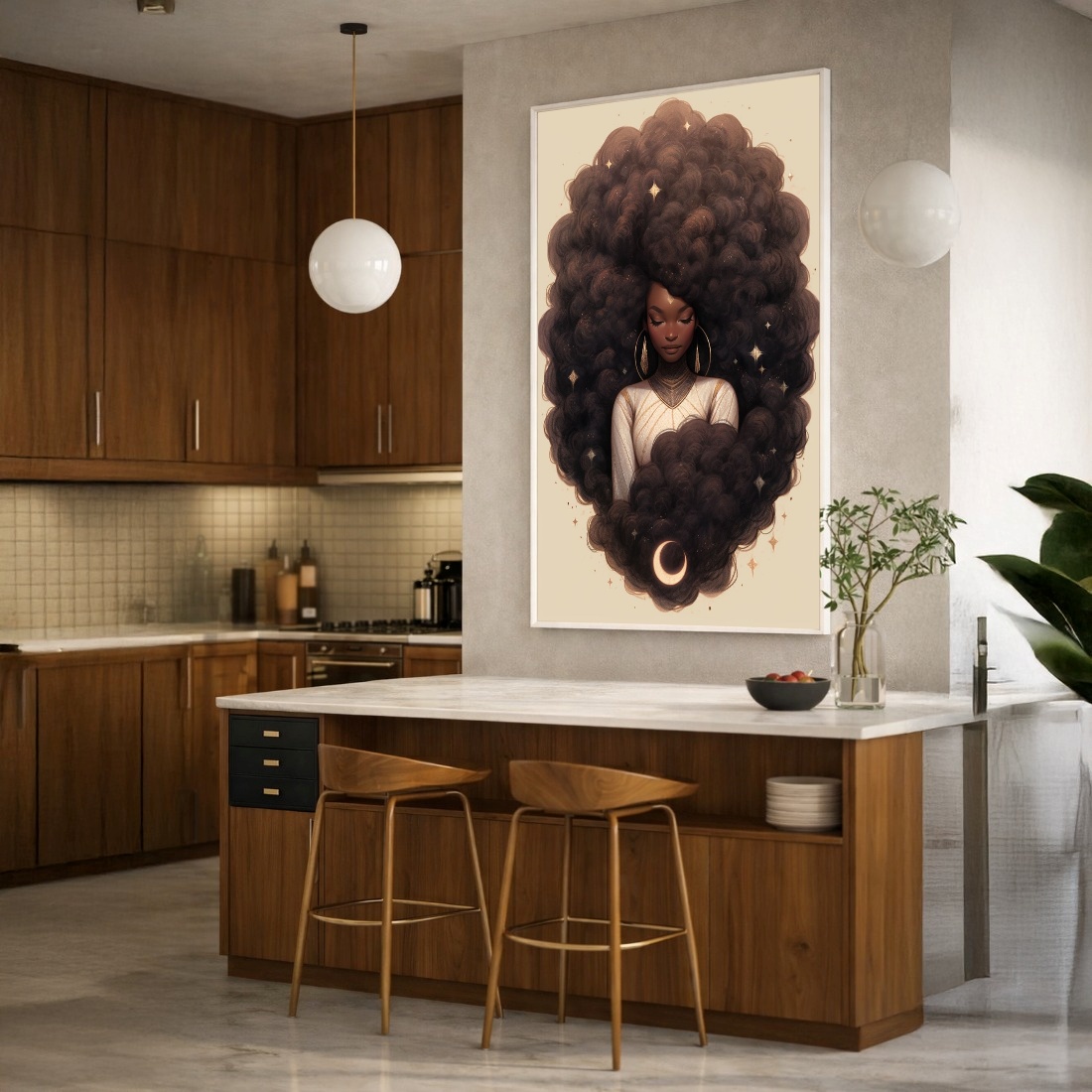 Quadro Canvas Beleza Cabelo Mulher Preta
