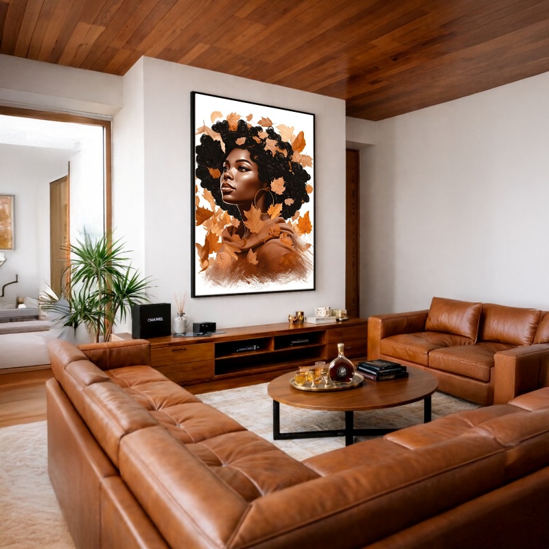 Quadro Canvas Beleza da Mulher Preta Outono