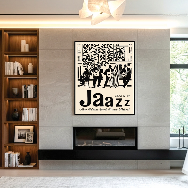 Quadro Canvas Cartaz Festival Jazz Desenho