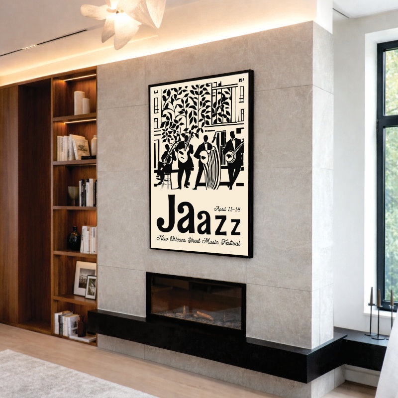 Quadro Canvas Cartaz Festival Jazz Desenho