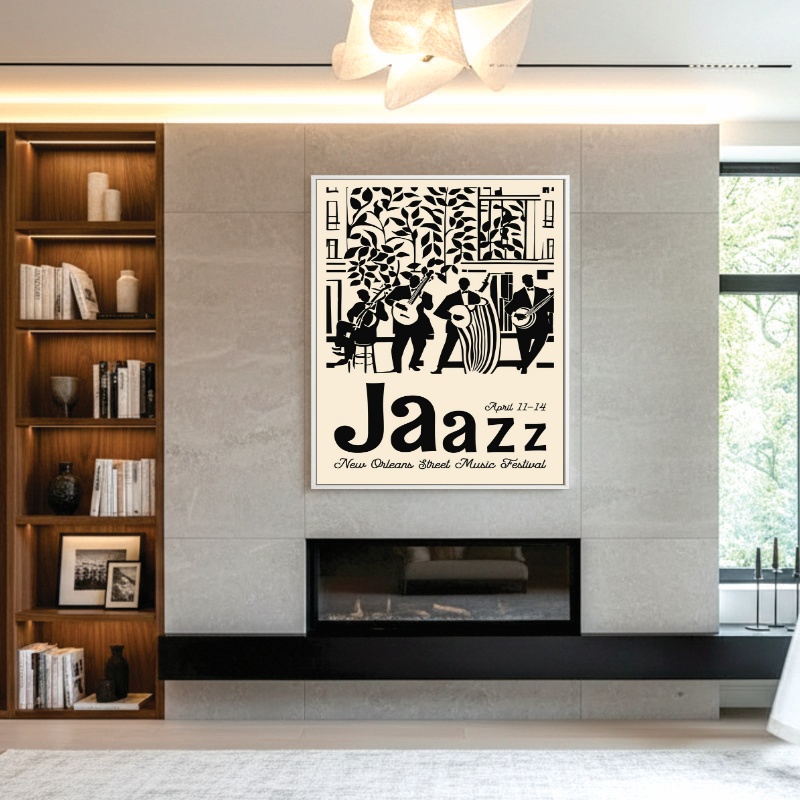 Quadro Canvas Cartaz Festival Jazz Desenho