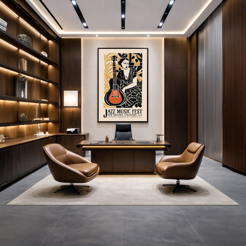 Quadro Canvas Cartaz Jazz Music Feminino