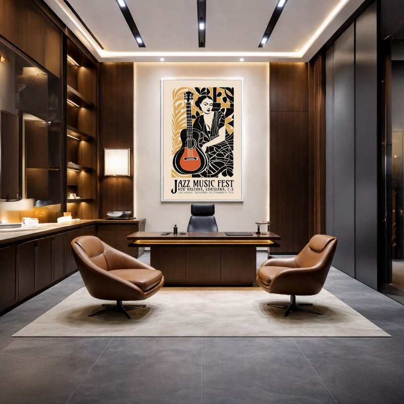 Quadro Canvas Cartaz Jazz Music Feminino
