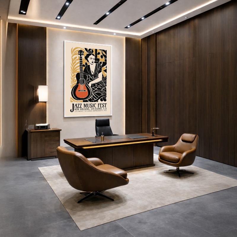 Quadro Canvas Cartaz Jazz Music Feminino