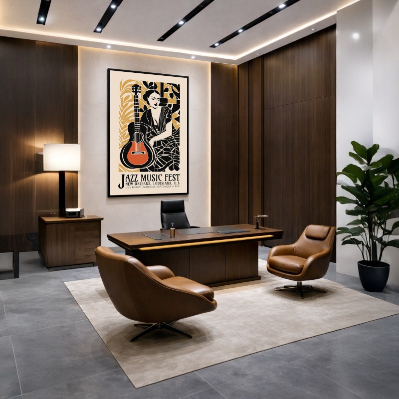 Quadro Canvas Cartaz Jazz Music Feminino