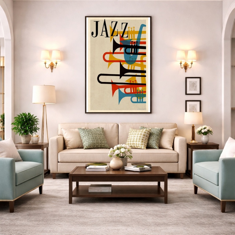 Quadro Canvas Cartaz de Jazz Colorido