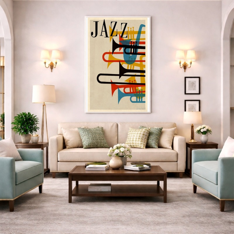 Quadro Canvas Cartaz de Jazz Colorido