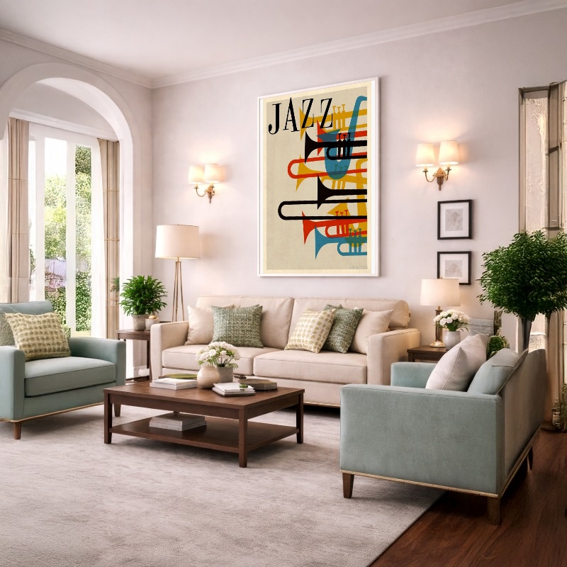 Quadro Canvas Cartaz de Jazz Colorido