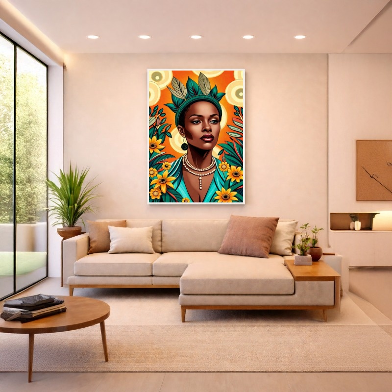 Quadro Canvas Colorido Mulher Rainha Tropical