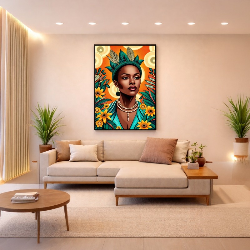 Quadro Canvas Colorido Mulher Rainha Tropical