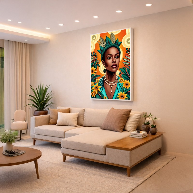 Quadro Canvas Colorido Mulher Rainha Tropical
