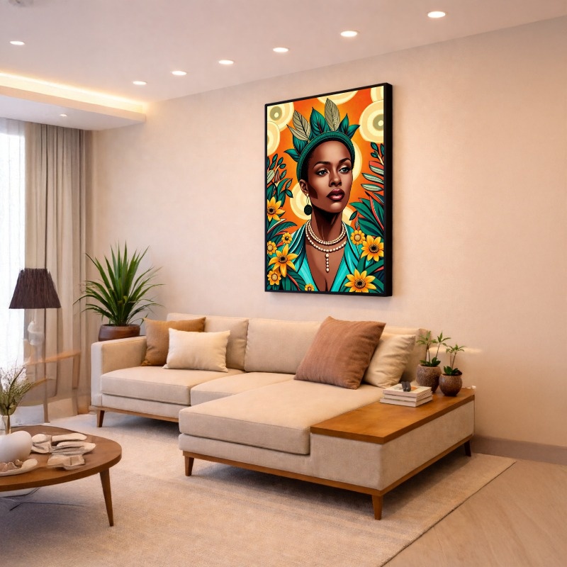Quadro Canvas Colorido Mulher Rainha Tropical