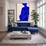 Quadro Canvas Corpo Silhueta Desenho Azul