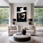 Quadro Canvas Dama Chapéu Branco Chic