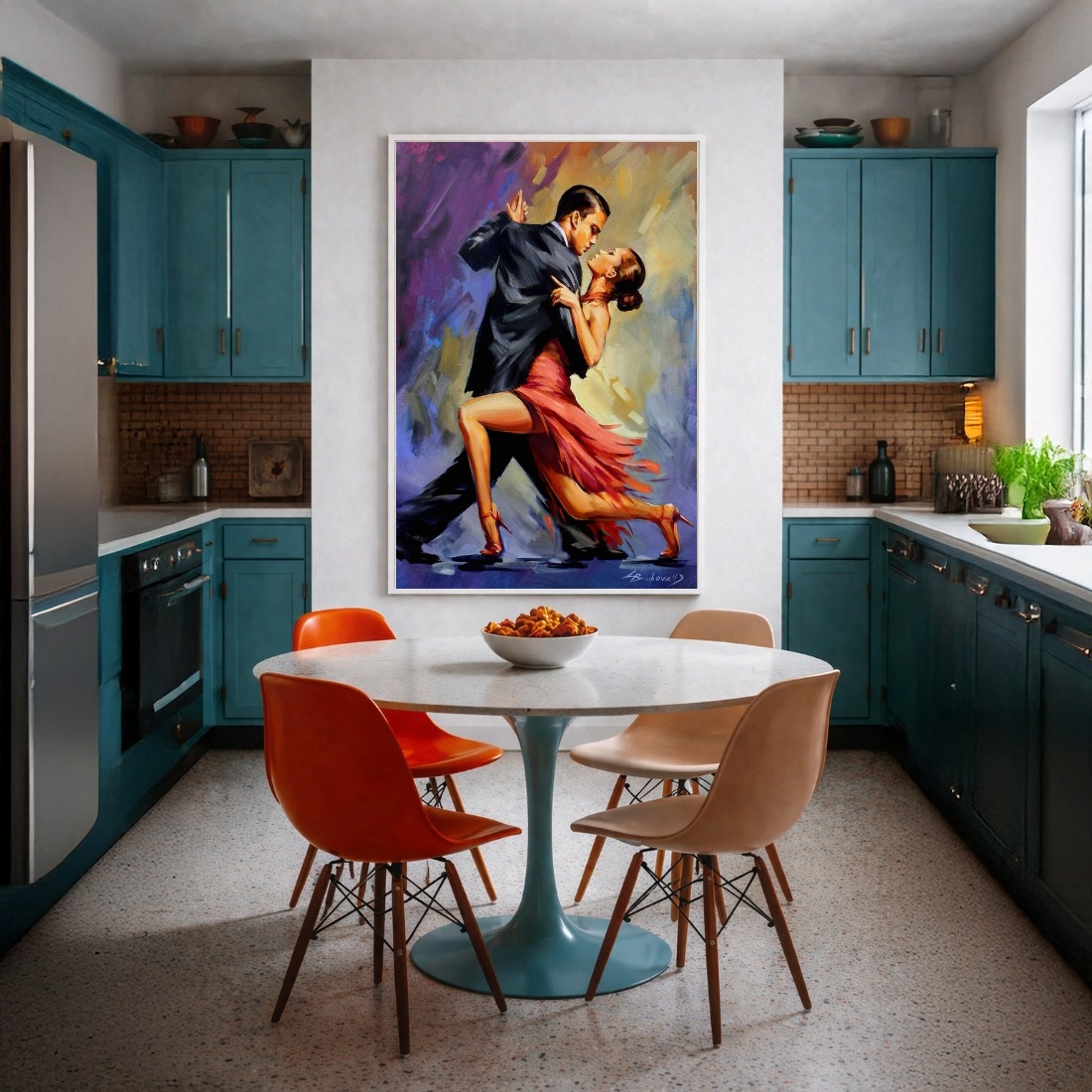 Quadro Canvas Dançarinos Dança Efeito Pintura