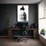 Quadro Canvas Dark Floresta Desenho Preto